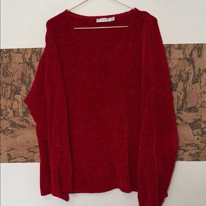 Soft Red V-Neck Sweater 🌹